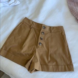 Alice and Olivia tan pleated shorts
